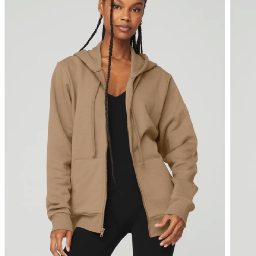 ALO YOGA everyday full zip hoodie gravel medium jacket sweatshirt